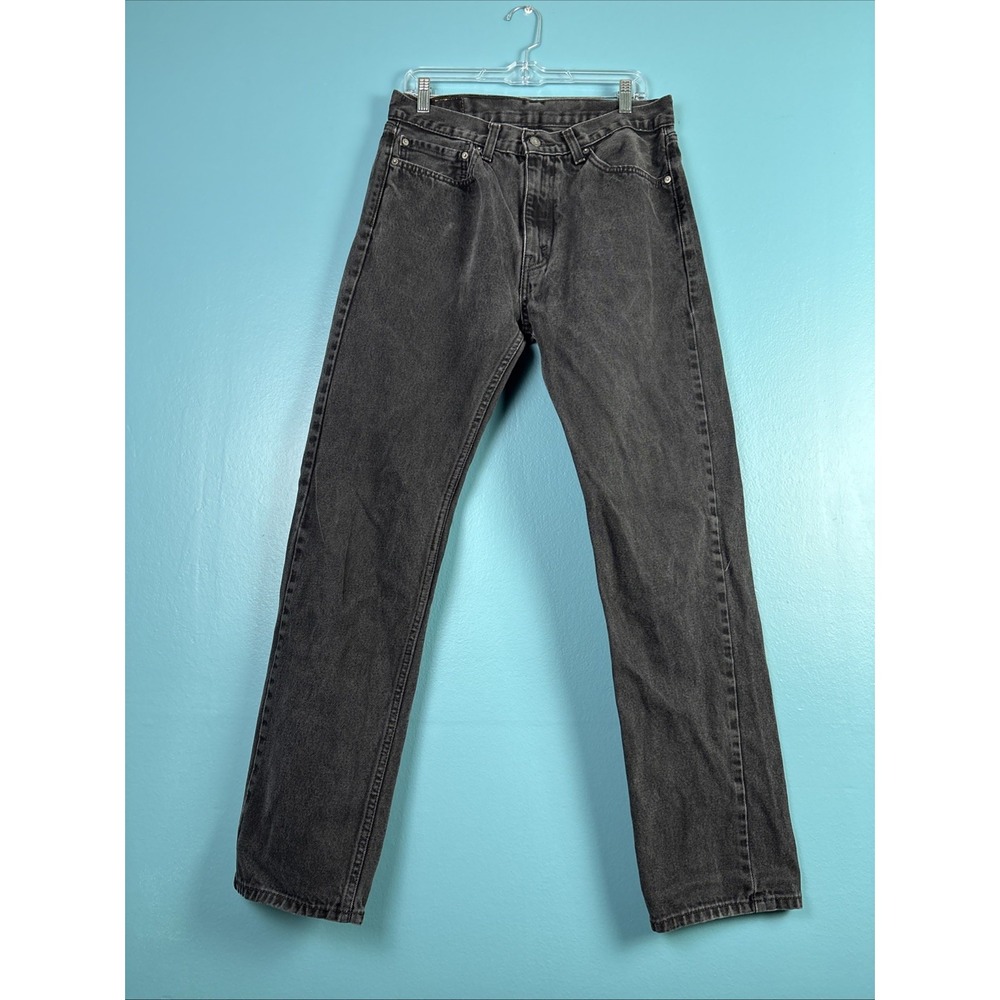 Levi's 505 Regular Fit Jeans Mens 34x34 Faded Black Straight Leg Denim